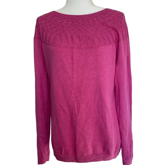Talbots Pink Cable Knit Crew Neck Sweater - Picture 2 of 5
